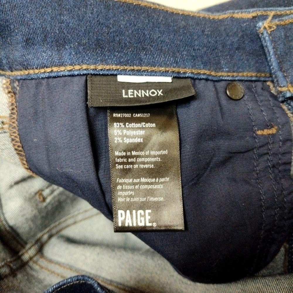 Paige Jeans Womens 30 Dark Wash Lennox Straight Slim Stretch 5-Pocket Denim - Picture 7 of 11